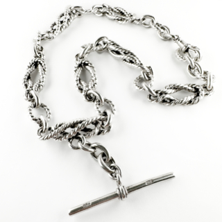 Edwardian Silver Fancy Link Chain front view