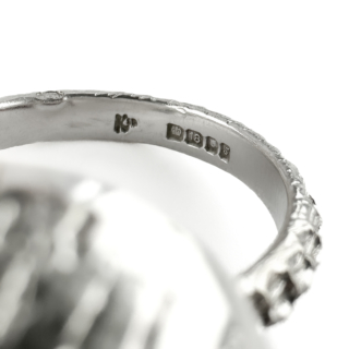 Kutchinsky 1972 Textured Diamond Set Bombe Ring hallmarks 18ct gold