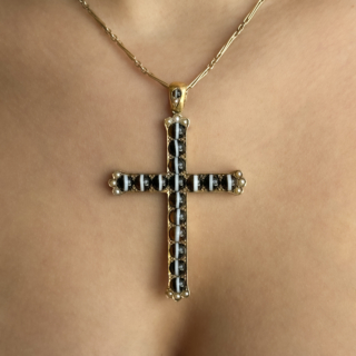 Victorian-Banded-Agate-Pearl-Cross-Pendant-Body-View1