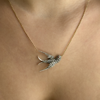 Victorian-Diamond-Swallow-Necklace-Body-View1