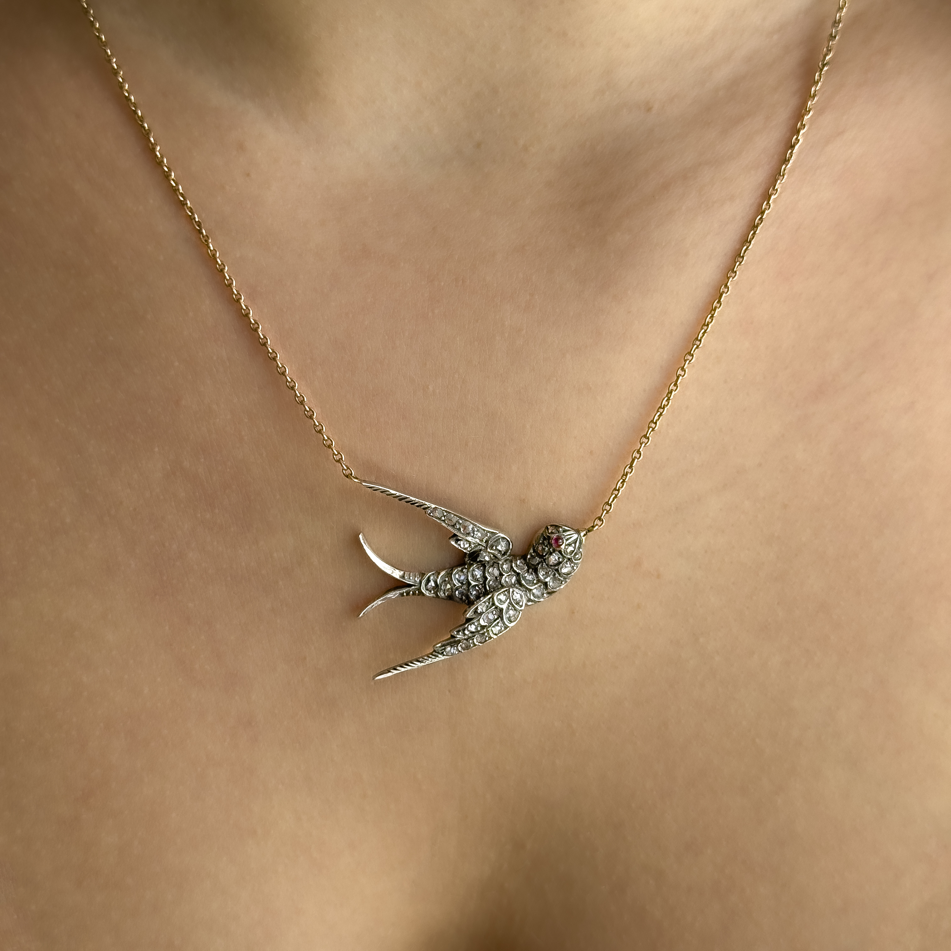 Victorian Diamond Swallow Necklace