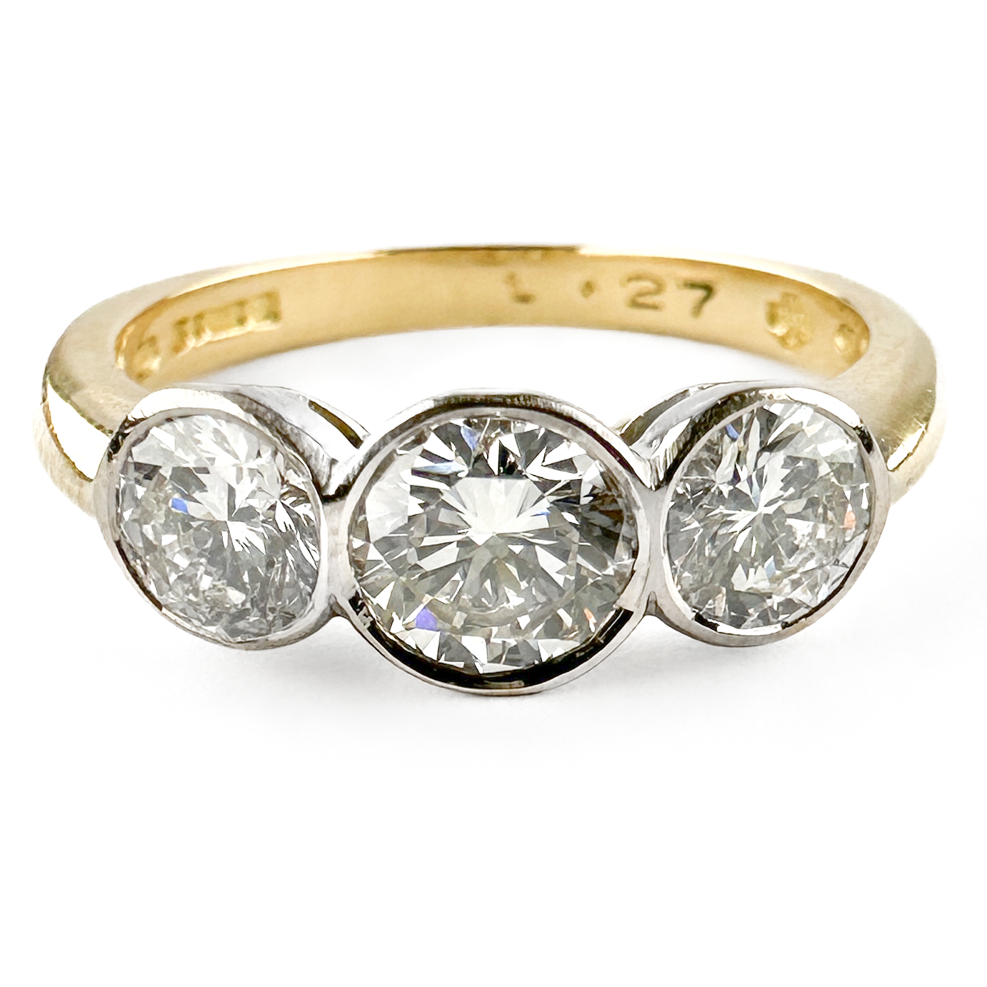 Millennium 1.27ct 3 Stone Diamond Ring 18ct front view