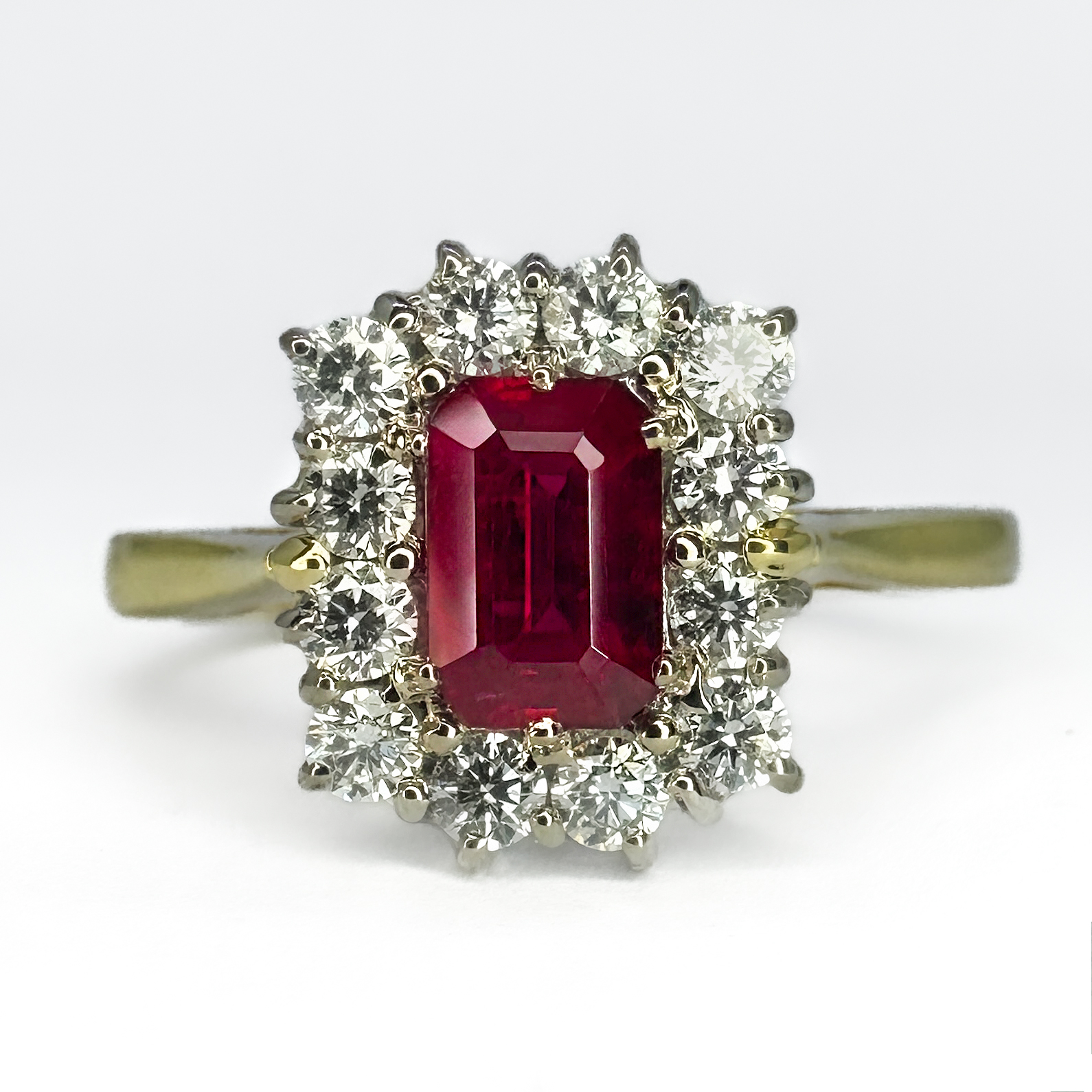 Ruby & Diamond Rectangular Cluster Ring