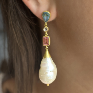 Multi-Gemstone-Baroque-Pearl-Drop-Earrings-Body-View1