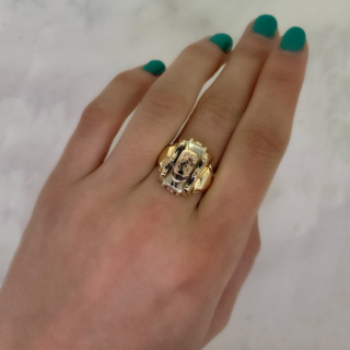 Incredible Glendale College USA Ring in 10ct Hallmarked Yellow Gold, 1955. This heavy solid gold ring is decorated with a mascot bird, the name Glendale and the year of graduation, all in coloured enamel.  The style of the ring is circa many American college rings, with a dog head look about it. The head of the ring measures approximately 17.5 mm x 12 mm. The ring is in great excellent condition, with a few minor sections of enamel missing. the ring is heavy on the hand with a polished shank.