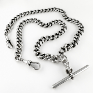 Silver-Albert-Chain-With-T-Bar-20'-Front-View1