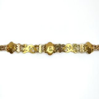 Unusual and Pristine Antique Flower Pearl and Enamel Bracelet.Three enamelled pink flowers each with a central natural pearl.On each side of the central flower there are two white,green and blue enamelled scrolling flowers and leaves.Between each of the enamelled flowers and enamelled flower scrolls there are four sets of two rub over set natural pearl spacers.The bracelet has curb link chain in 15ct yellow gold total length 6.8inches with a safety chain attached but can be removed if desired.The securing fitting is a snap catch/plate.This bracelet is unique and beautiful and in excellent condition.Please contact us if you would like to know mor