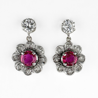 Ruby-Diamond-Flower-Earrings-Front-View3