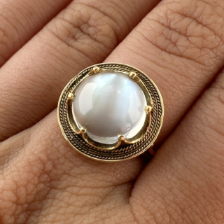 Victorian Moonstone Ring 15ct gold on hand