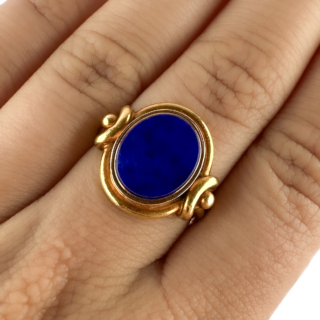 Victorian Lapis Signet Ring Prince Alfred Royal Provenance 1861 18ct gold on hand