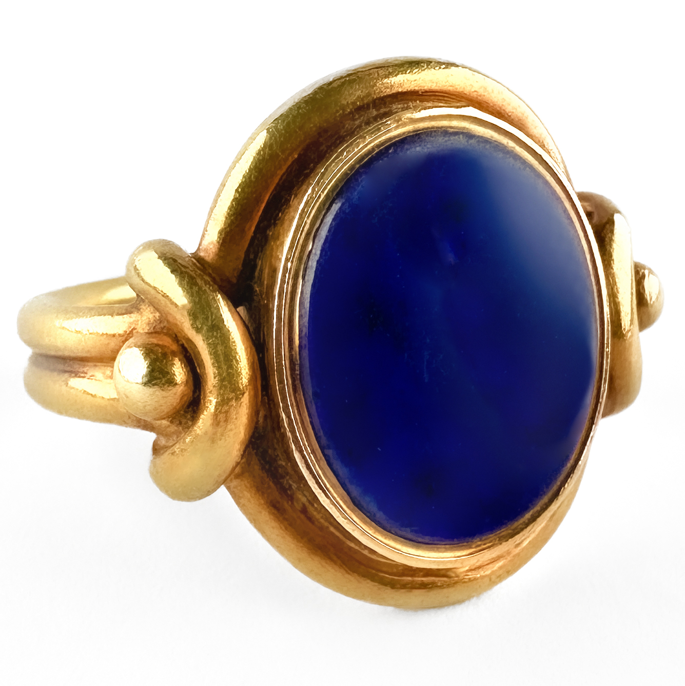 Victorian Lapis Signet Ring Prince Alfred Royal Provenance 1861 18ct gold side profile