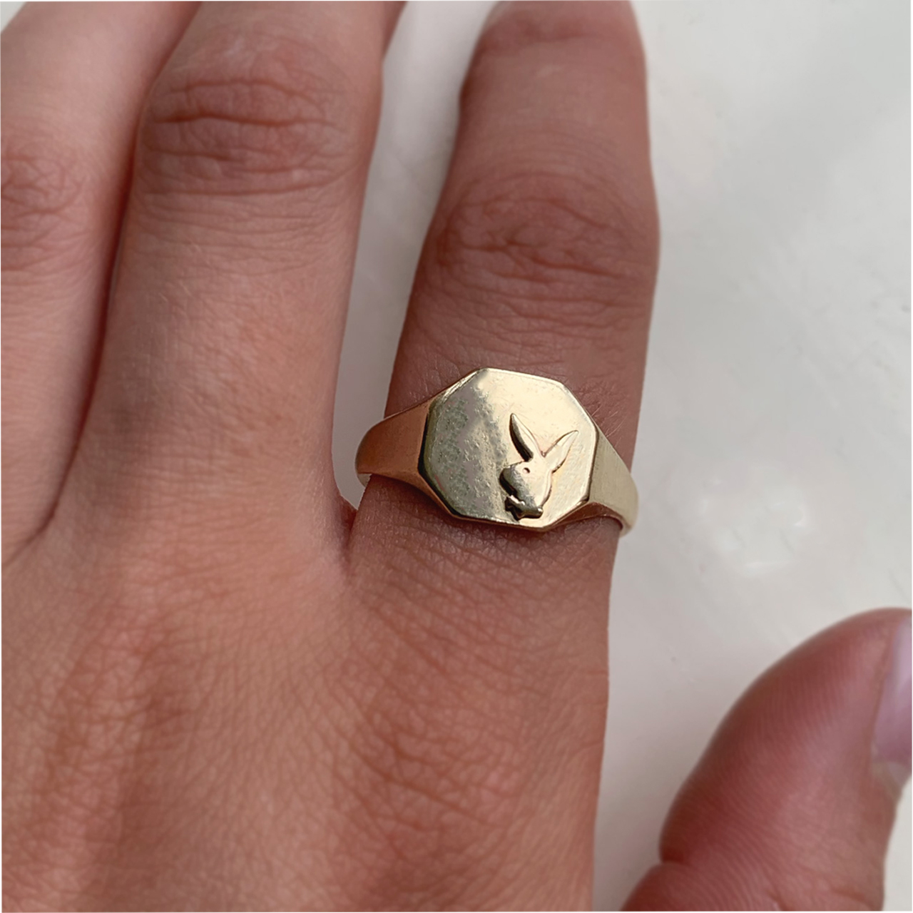 Playboy Bunny Hexagonal Signet Ring | Saddingtons Antique Jewellery