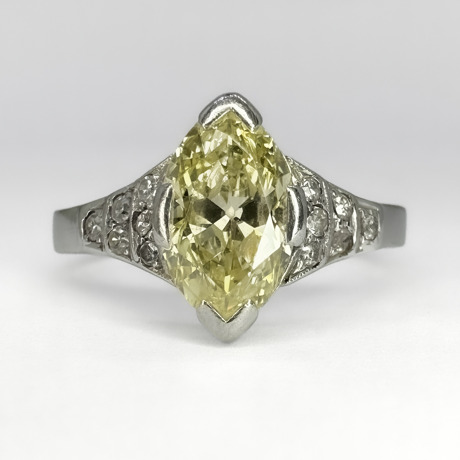 1.15ct Yellow Diamond Navette Ring