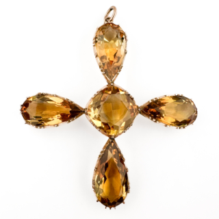 Victorian Citrine Cross Pendant on top