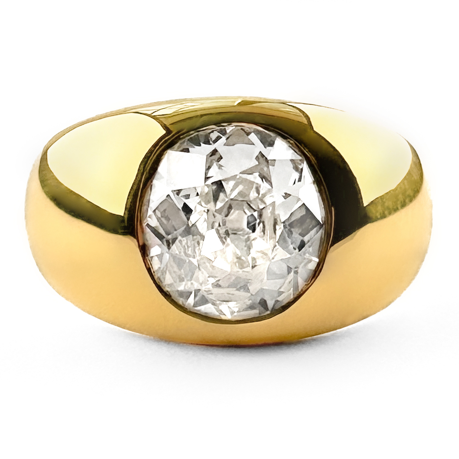 2.16ct Diamond Single Stone Gypsy Ring 18ct gold front view