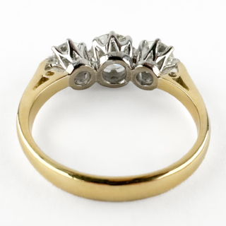 1920's 3 Stone Diamond Ring 1.24cts 18ct gold back view