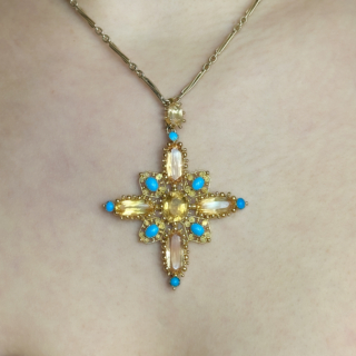 Antique-Victorian-Topaz-Gold-Cross-Pendant-Body-View1