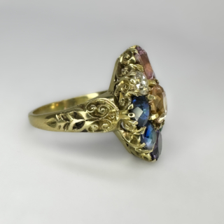 Rare-Antique-Multi-Gem-Cluster-Ring-Side-View1