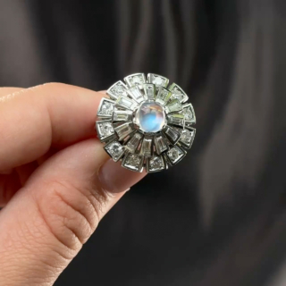 1960's Diamond & Moonstone Cocktail Ring
