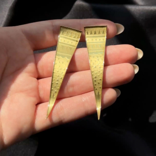 1980's Abstract Gold Tapered Drop Earrings