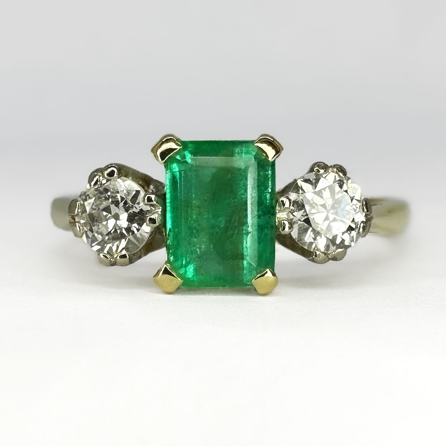 Emerald Diamond Trilogy Ring