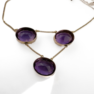 Antique-Amethyst-Trilogy-Drop-Necklace-Back-View1