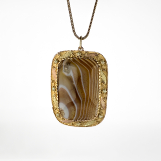 Victorian-Banded-Agate-Pendant-With-Chain-Front-view1