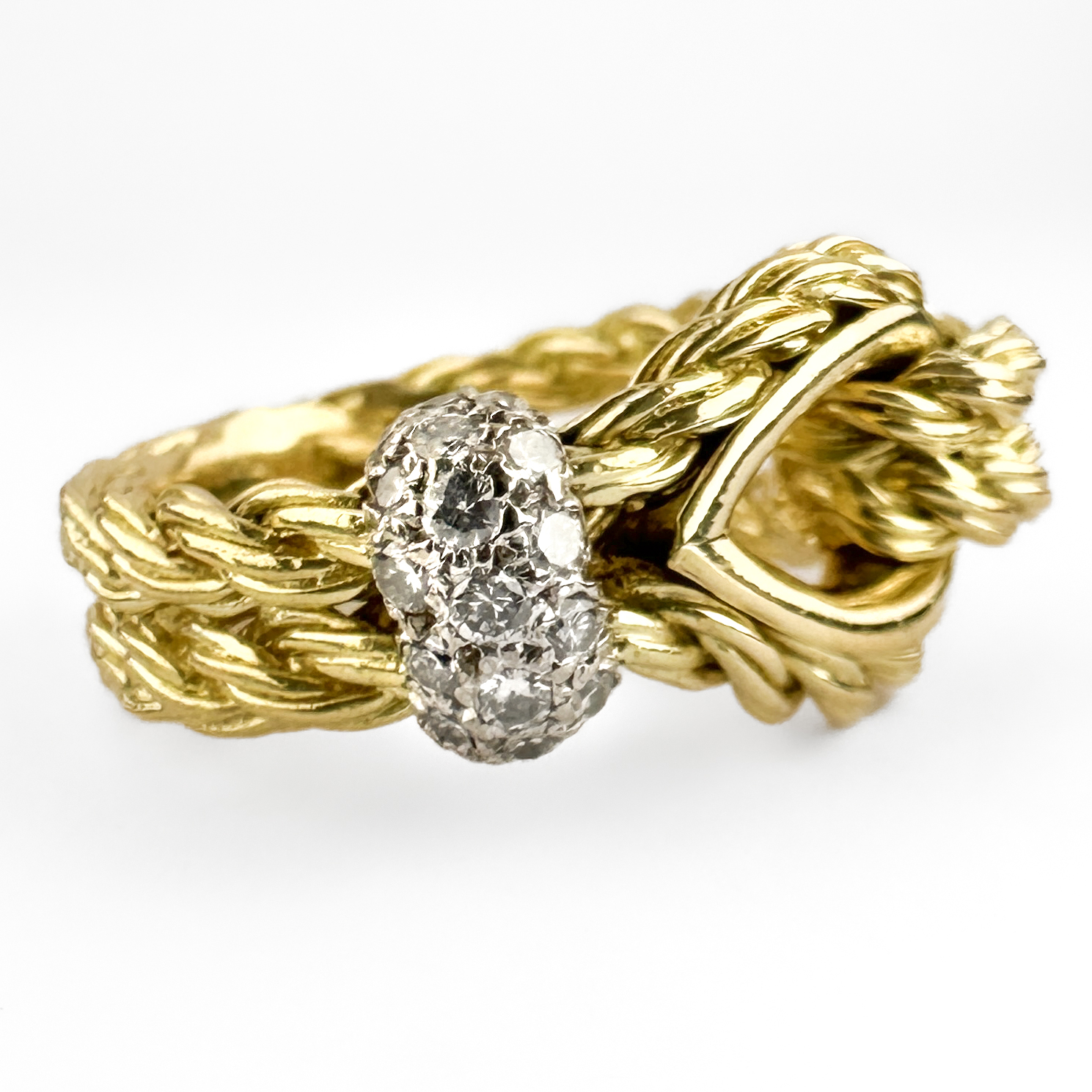 Kutchinsky Diamond Rope Knot Ring 18ct gold side view
