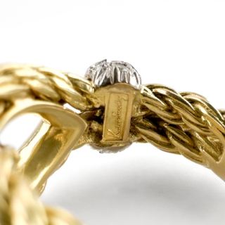signature on Kutchinsky Diamond Rope Knot Ring 18ct gold