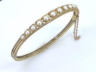 Victorian Pearl Bangle in 15 Carat Gold