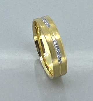 Vintage gold and diamond half eternity ring in 18 carat gold. Smart contemporary design band ring