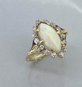 Marquis Opal & Diamond Ring