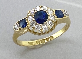 Vintage Sapphire and Diamond Cluster Ring
