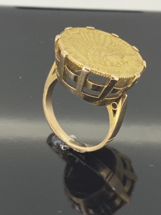 American Gold Coin Indian Head Ring Dated 1912 (Rare) 22 Ct Gold