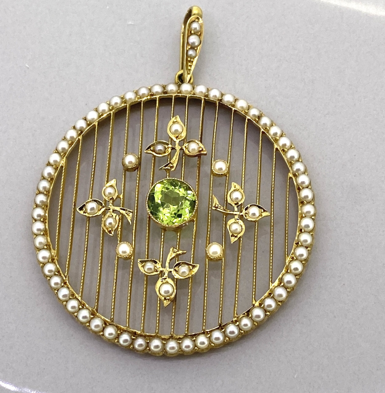 Edwardian Peridot and Pearl Pendant