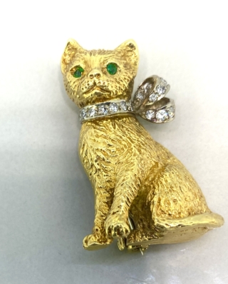 Vintage Gold Cat Brooch