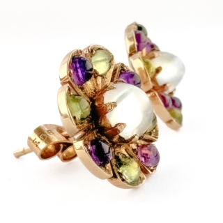 Suffragette Flower Cluster Stud Earrings side view
