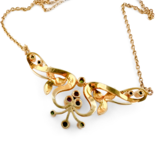 Edwardian Gold Demantoid Amethyst & Pearl Necklace