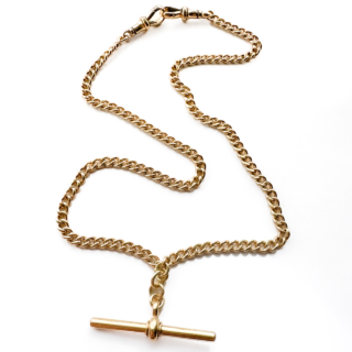 16.5" Narrow Curb Link Albert Chain 18ct gold whole chain