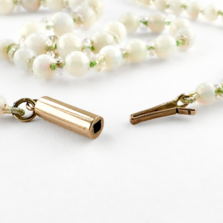 Antique 19" Graduated Opal Bead Necklace clasp detail