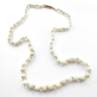 Antique 19" Graduated Opal Bead Necklace whole necklace