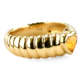 Vintage Tiffany Citrine Heart Ring 18ct gold side view
