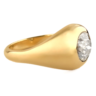 Edwardian 1.32ct Single Stone Diamond Gypsy Ring 18ct gold side view