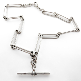 Silver Trombone Link 18" Albert Chain whole necklace