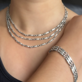 Georg Jensen triple layer necklace & bracelet suite