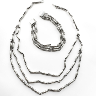 Georg Jensen triple layer necklace & bracelet suite