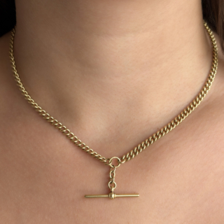 17" Curb Link Albert Chain 18ct gold on neck