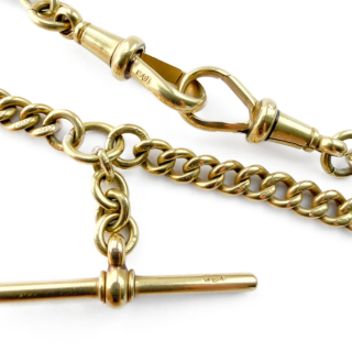 17" Curb Link Albert Chain hallamrks on 18ct gold