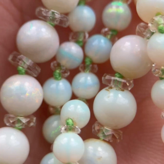 Antique 19 Graduated Opal Bead Necklace