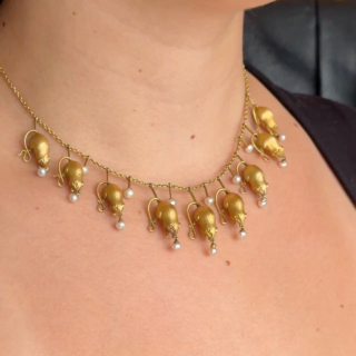 Victorian nine-mouse necklace with pearls by